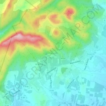 Peyremale topographic map, elevation, terrain
