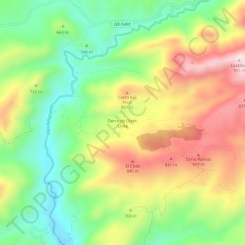 Sierra de Ojete-Chite topographic map, elevation, terrain
