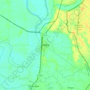 Akhaura topographic map, elevation, terrain