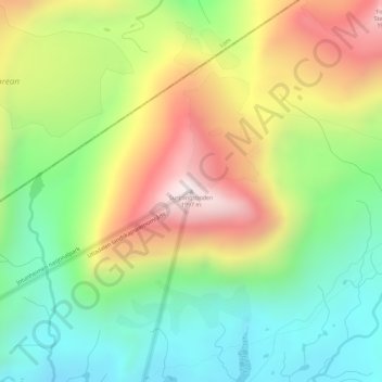 Surtningstinden topographic map, elevation, terrain