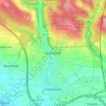 Oberlauter topographic map, elevation, terrain