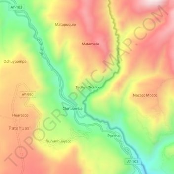 Tecllo / Ticcllo topographic map, elevation, terrain