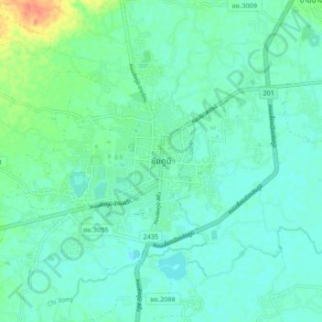 Chaiyaphum topographic map, elevation, terrain