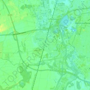 Geispolsheim-Gare topographic map, elevation, terrain