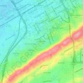 Cullom Place topographic map, elevation, terrain