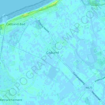 Cadzand topographic map, elevation, terrain