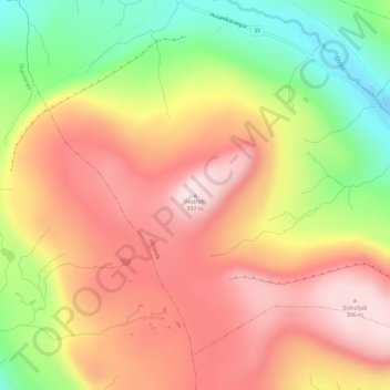 Vestfelli topographic map, elevation, terrain