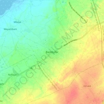 Bambylor topographic map, elevation, terrain