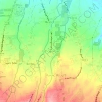 Pulong Saging topographic map, elevation, terrain