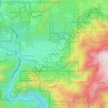 Monte Nido topographic map, elevation, terrain
