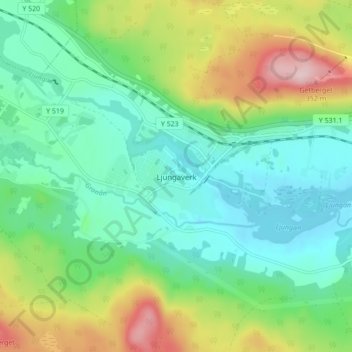 Ljungaverk topographic map, elevation, terrain