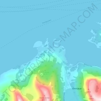 Åmnes topographic map, elevation, terrain