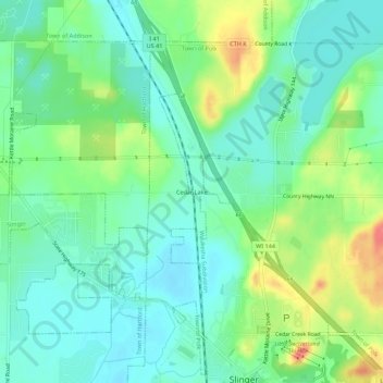 Cedar Lake topographic map, elevation, terrain