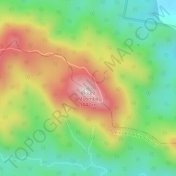 Mount Moombil topographic map, elevation, terrain