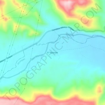 El Tepetate topographic map, elevation, terrain