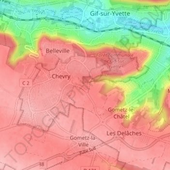 Les Prés Mouchards topographic map, elevation, terrain