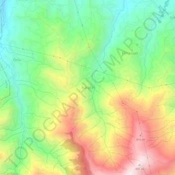 Karaca topographic map, elevation, terrain