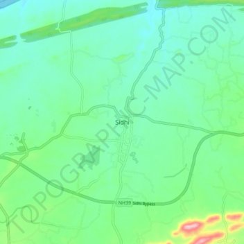 Sidhi topographic map, elevation, terrain