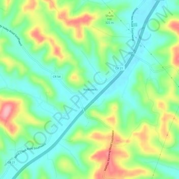 Yorktown topographic map, elevation, terrain