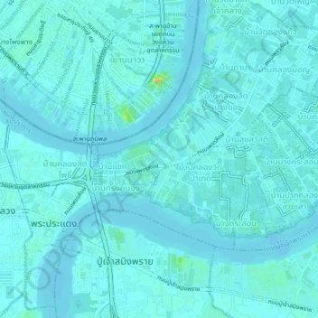 Ban Bang Khamin topographic map, elevation, terrain
