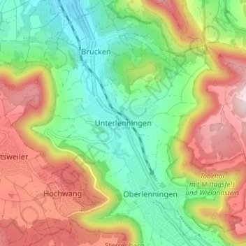 Unterlenningen topographic map, elevation, terrain