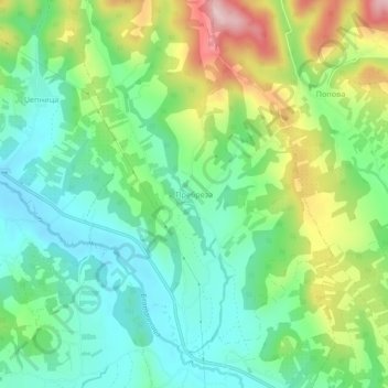 Prebreza topographic map, elevation, terrain