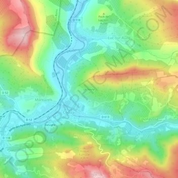 Le Soula topographic map, elevation, terrain