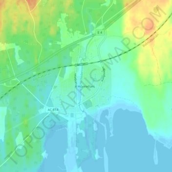Hörnefors topographic map, elevation, terrain