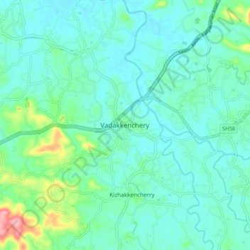 Vadakkenchery topographic map, elevation, terrain