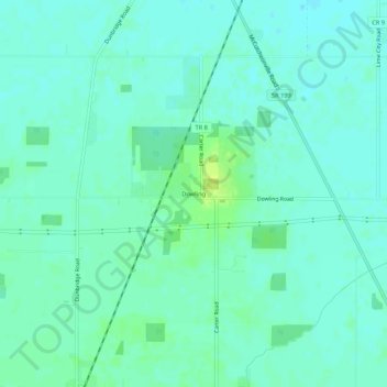 Dowling topographic map, elevation, terrain