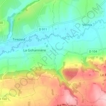 La Bazillière topographic map, elevation, terrain