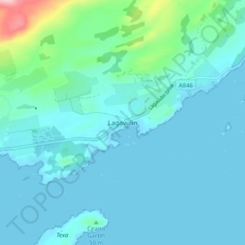 Lagavulin topographic map, elevation, terrain