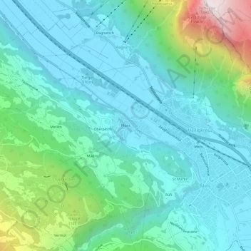 Plons topographic map, elevation, terrain