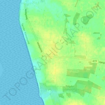 Hjerpsted topographic map, elevation, terrain