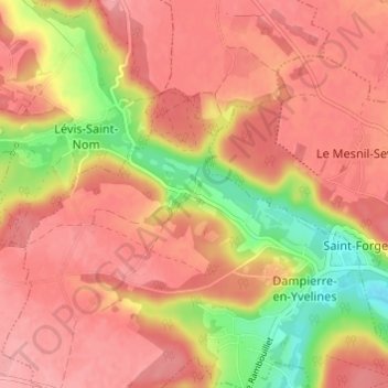 Maincourt-sur-Yvette topographic map, elevation, terrain