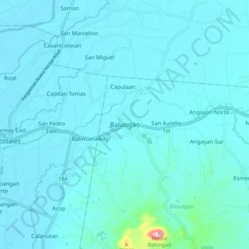 Balungao topographic map, elevation, terrain