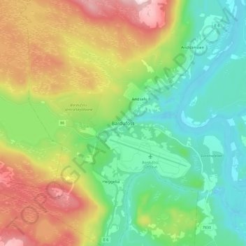 Bardufoss topographic map, elevation, terrain