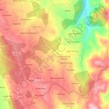 Paio Mendes topographic map, elevation, terrain
