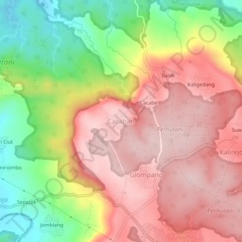 Cacaban topographic map, elevation, terrain