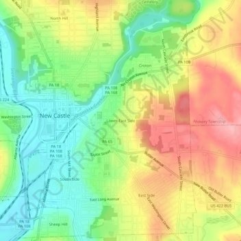 Lower East Side topographic map, elevation, terrain