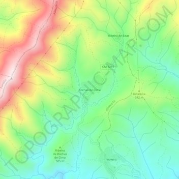 Rochas de Cima topographic map, elevation, terrain