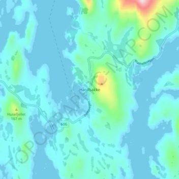 Hardbakke topographic map, elevation, terrain