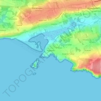 Raguenes topographic map, elevation, terrain