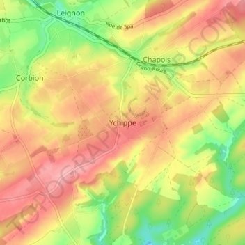 Ychippe topographic map, elevation, terrain