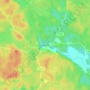 Haddebo topographic map, elevation, terrain