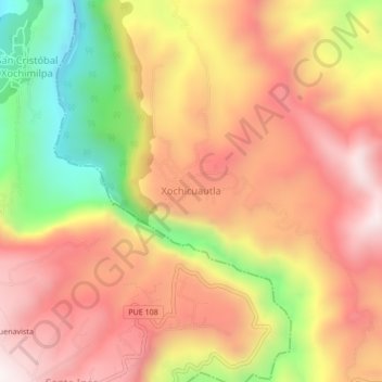 Xochicuautla topographic map, elevation, terrain