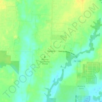 Mustang topographic map, elevation, terrain
