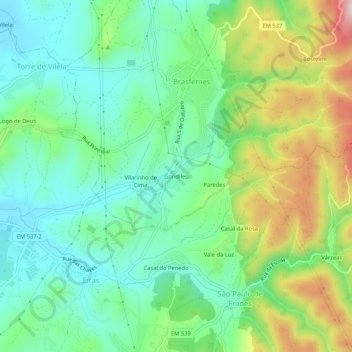 Gondileu topographic map, elevation, terrain