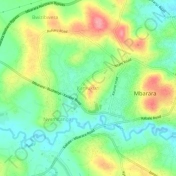 Kamukuzi topographic map, elevation, terrain