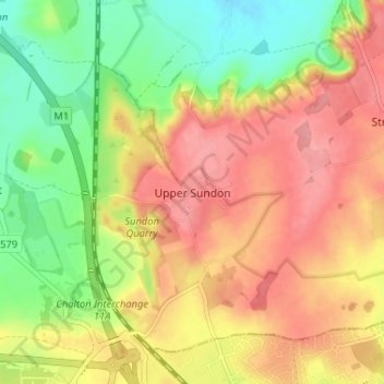 Upper Sundon topographic map, elevation, terrain